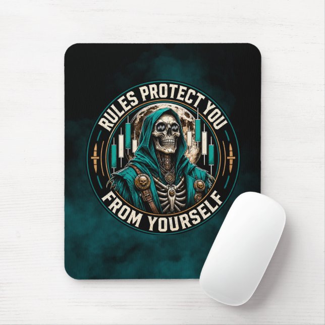 Rules Protect You From Yourself Teal Smoke Reaper  Mouse Mat (With Mouse)