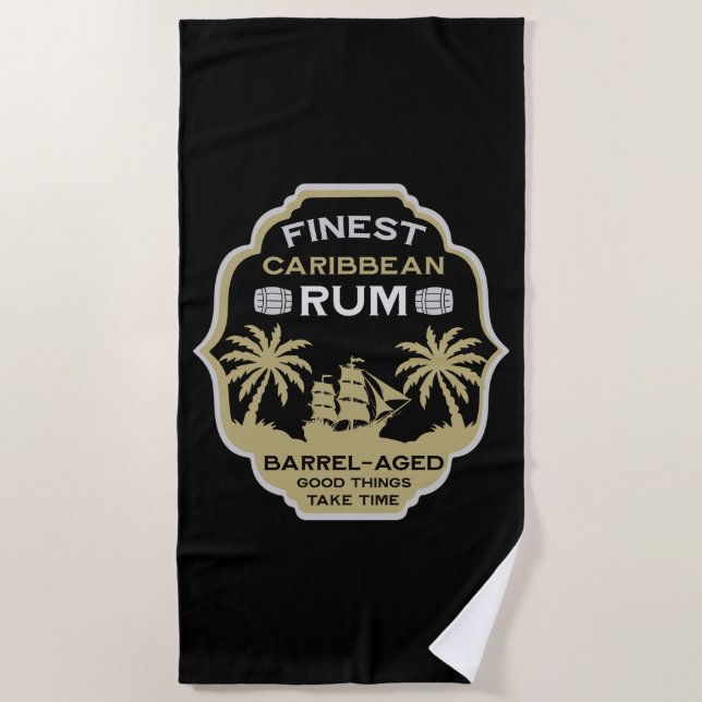 Rum Drinker Gift Beach Towel (Front)