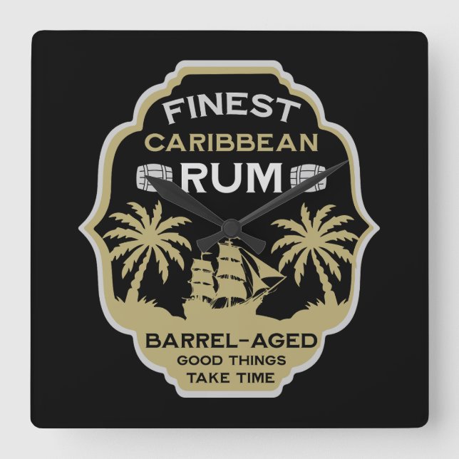 Rum Drinker Gift Square Wall Clock (Front)