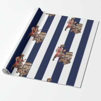Rum  PARTY PIRATE blue & white Wrapping Paper