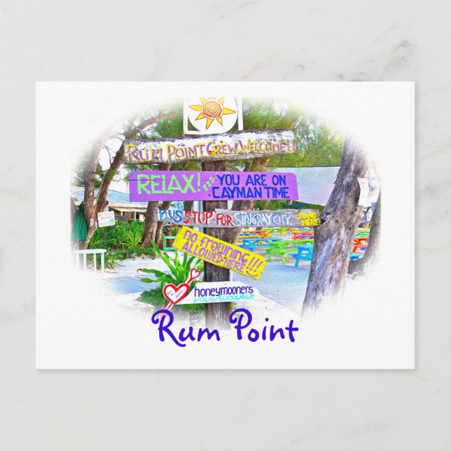 Rum Point, Gr.Cayman, Colourful Signage Postcard (Front)