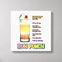 RUM PUNCH Cocktail Recipe Art 12"'12"