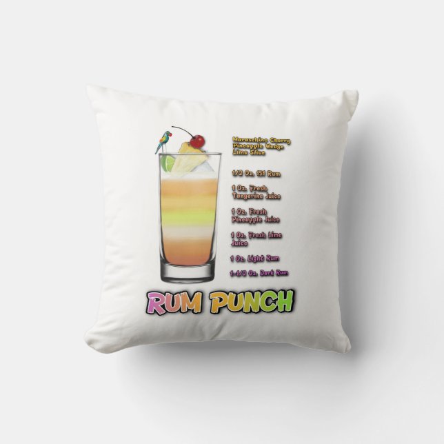 RUM PUNCH Cocktail Recipe Art Cushion (Front)
