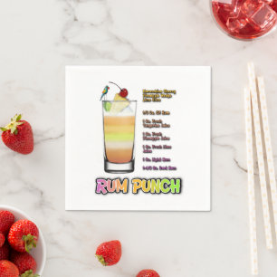 RUM PUNCH Cocktail Recipe Art Napkin