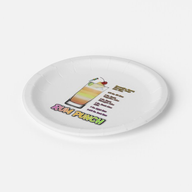RUM PUNCH Cocktail Recipe Art  Paper Plate (Angled)