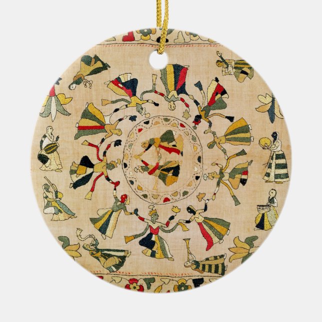 Rumal: square embroidery cover showing Punjabi dan Ceramic Tree Decoration (Front)