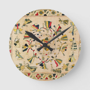Rumal: square embroidery cover showing Punjabi dan Round Clock