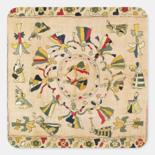 Rumal: square embroidery cover showing Punjabi dan Square Sticker