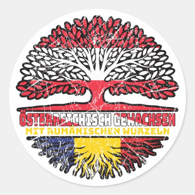Rumänien Rumänisch Österreichisch Österreich Baum Classic Round Sticker (Front)