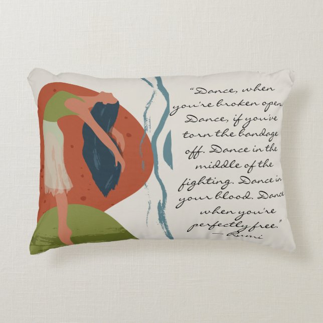 Rumi Dance Quote with Dancer  Decorative Cushion (Front)
