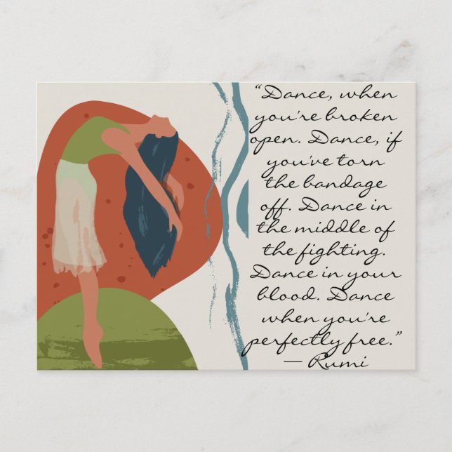 Rumi Dance Quote with Dancer  Postcard (Front)