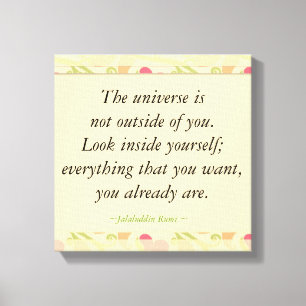 Rumi Inspirational Look Within Quotes Canvas Print