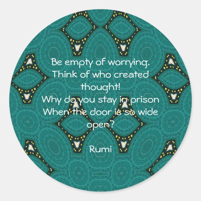 Rumi Inspirational quote With Tribal Design Classic Round Sticker (Front)
