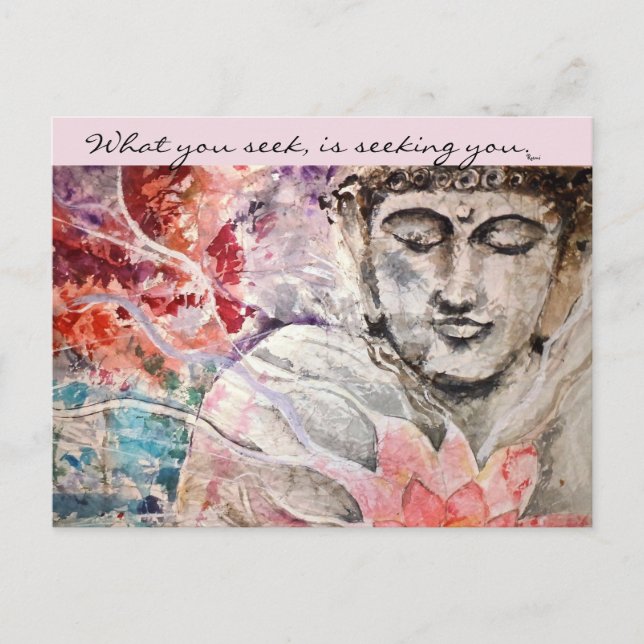 Rumi Love Quote Buddha Watercolor Art Card (Front)