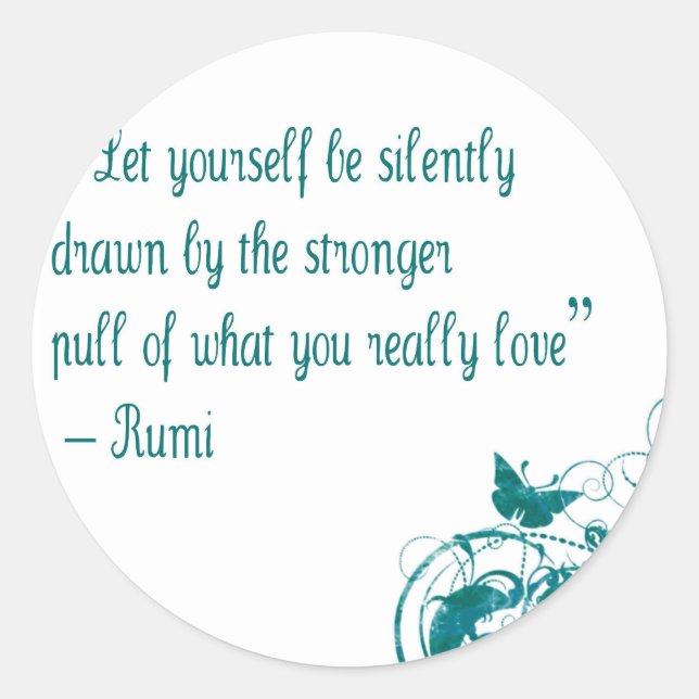 Rumi love quote classic round sticker (Front)
