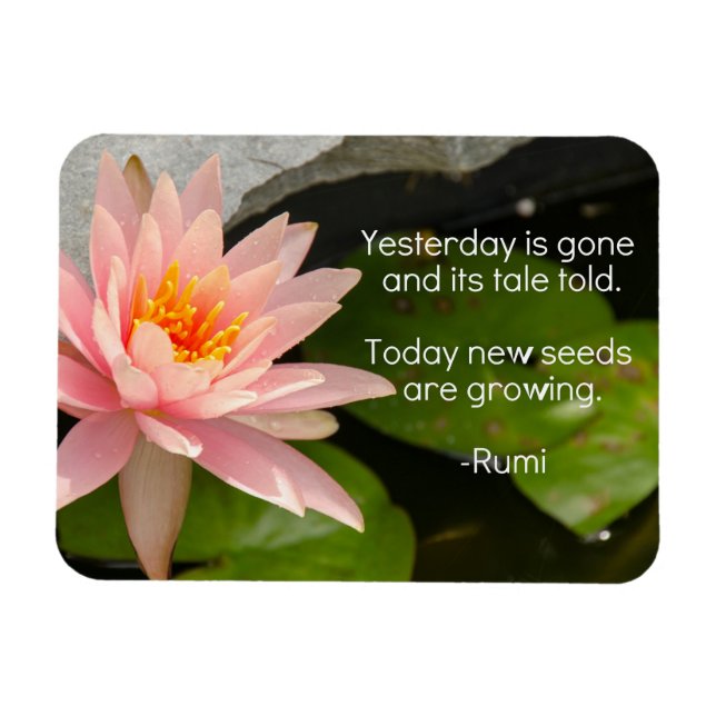 Rumi Magnet with Pink Lotus Flower (Horizontal)