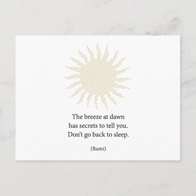Rumi Morning Poetry Postcard (Front)