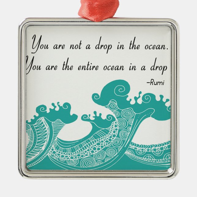 Rumi Ocean quote Metal Tree Decoration (Front)