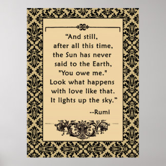 RUMI Quote on Poster or Print Sun and Earth