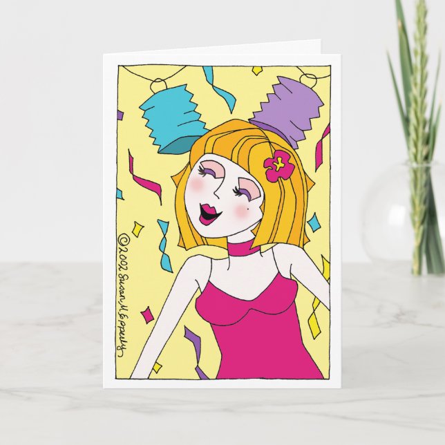 Rumi Quote Party Girl Celebration "Live a Little" Card (Front)
