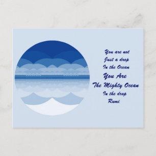 Rumi Quote Postcard. Ocean Mandala Design Postcard