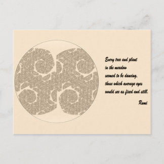 Rumi Quote Postcard. Tree Mandala Design Postcard