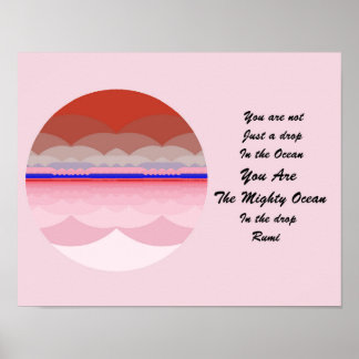 Rumi Quote Poster Art. Ocean Mandala Inspiration.