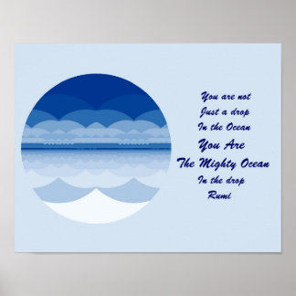 Rumi Quote Poster Art. Ocean Mandala Inspiration.