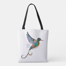 Rumi Quote with Hummingbird Tote Bag