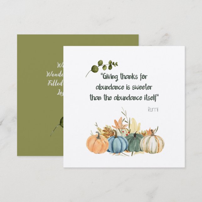 Rumi Thanksgiving Quote- Happy Thanksgiving Invita Invitation (Front/Back)