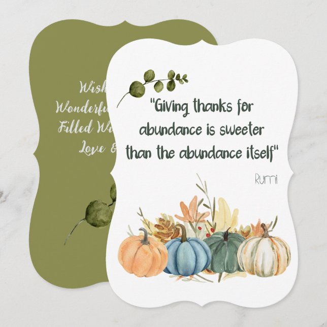 Rumi Thanksgiving Quote- Happy Thanksgiving Invitation (Front/Back)