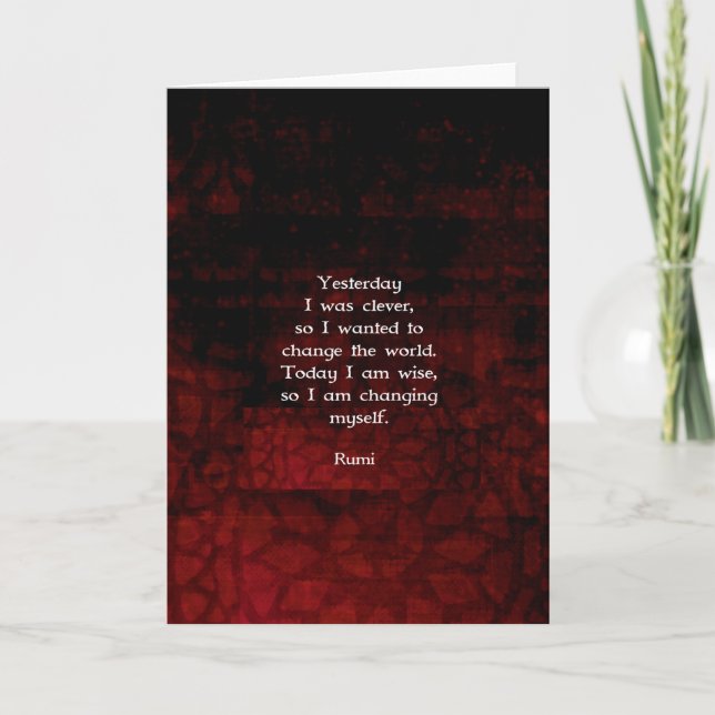 Rumi Wisdom Quote About Change & Cleverness Card (Front)
