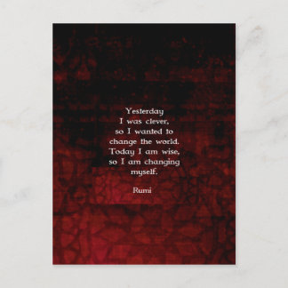 Rumi Wisdom Quote About Change & Cleverness Postcard