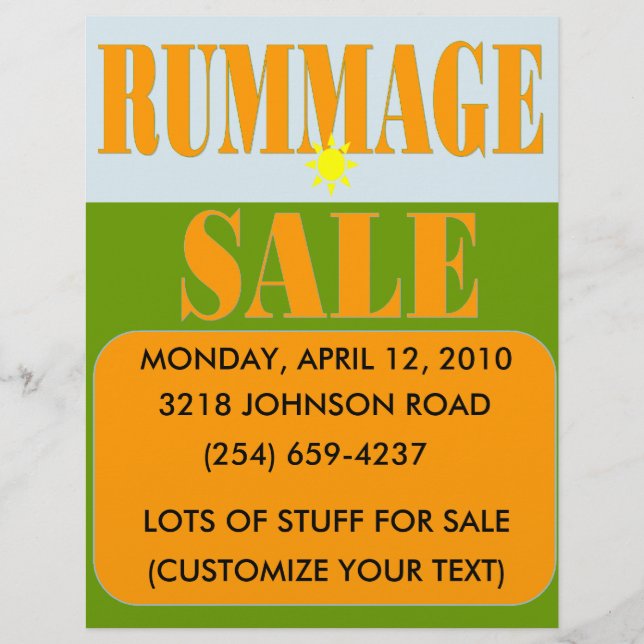 RUMMAGE SALE SIGN/FLYER FLYER (Front)