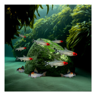 Rummynose Tetras Corydoras Aquarium Fish  Poster
