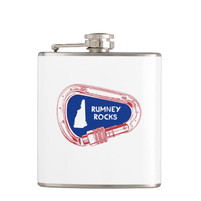 Rumney Rocks Climbing Carabiner Hip Flask (Front)