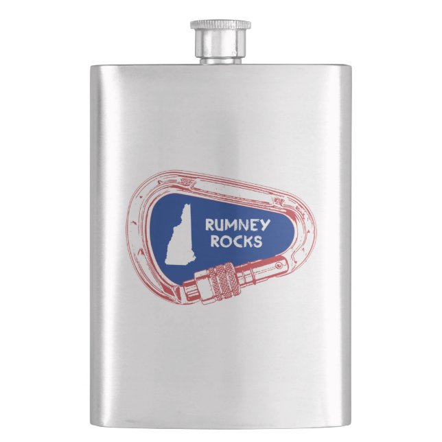 Rumney Rocks Climbing Carabiner Hip Flask (Front)