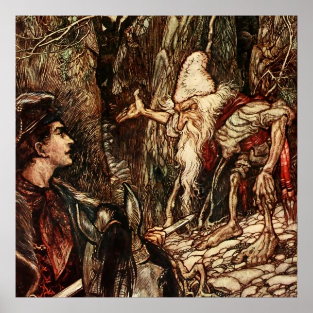 “Rumpelstiltskin” Fairy Art by Arthur Rackham Poster (Front)