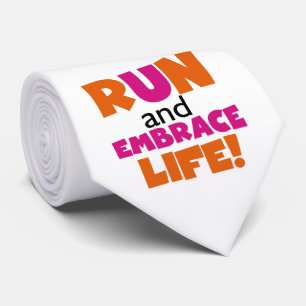 Run and Embrace Life Orange Pink Tie