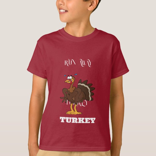 RUN AWAY TURKEY-KIDS BASIC T-Shirt (Front)