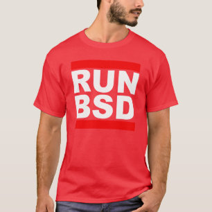 RUN BSD Cool WhiteRed Design for Unix Hackers Sysa T-Shirt
