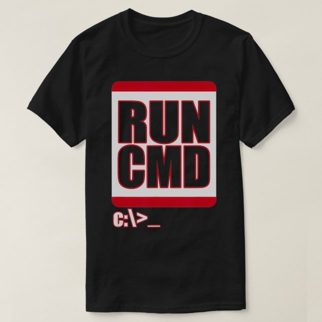 Run CMD  Funny Computer Science Nerd Coder  T-Shirt (Design Front)