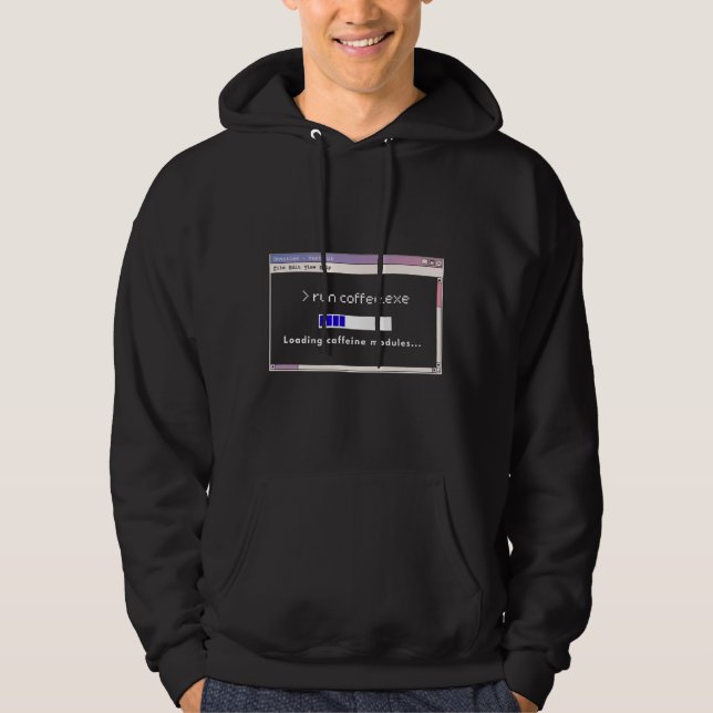 Run Coffee.exe Retro Tech Hoodie - Load Caffeine (Front)