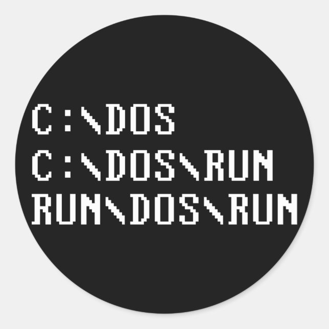RUN DOS RUN CLASSIC ROUND STICKER (Front)