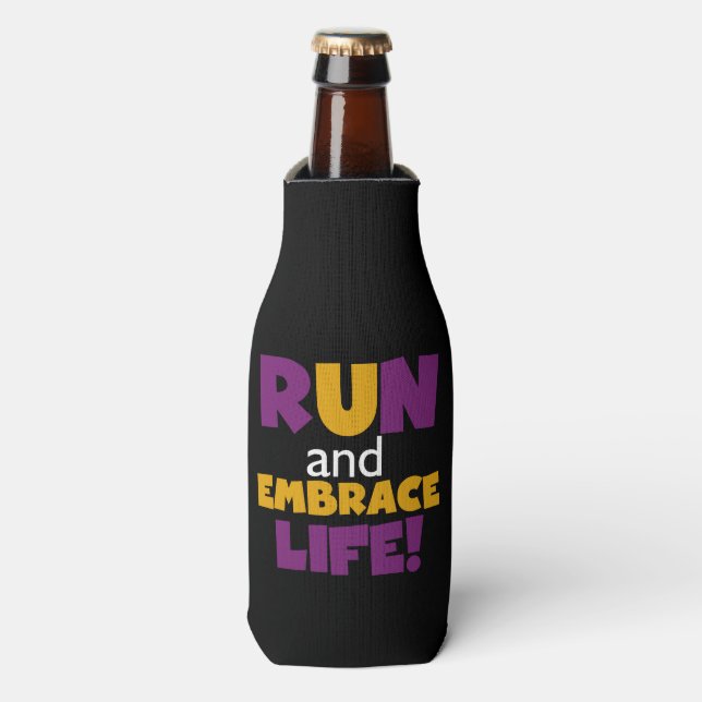 Run Embrace Life Purple Pink Bottle Cooler (Bottle Front)