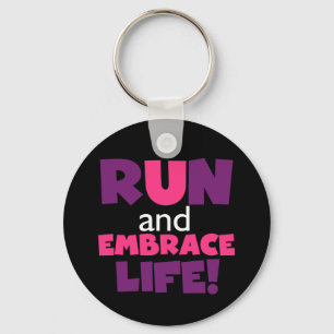 Run Embrace Life Purple Pink Key Ring