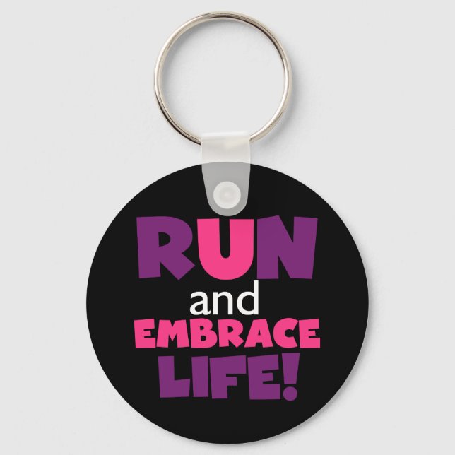 Run Embrace Life Purple Pink Key Ring (Front)