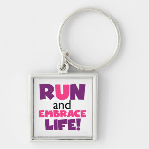 Run Embrace Life Purple Pink Key Ring