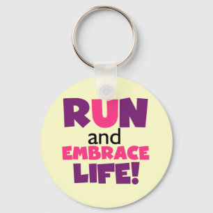 Run Embrace Life Purple Pink Key Ring