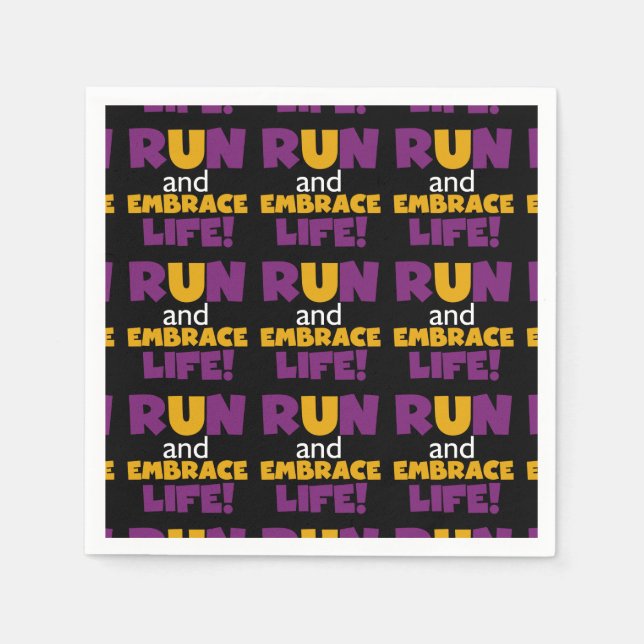 Run Embrace Life Purple Pink Napkin (Front)